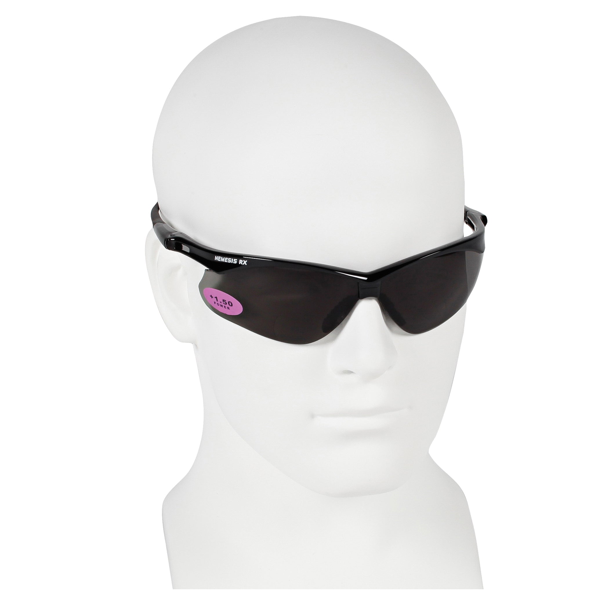 KLEENGUARD Kimberly Clark Global Safety 22516 V60 Nemesis RX Bi-Focal Lens Reader Safety Glasses With Neck Cord, +1.5 Diopter, Smoke Lens, Black