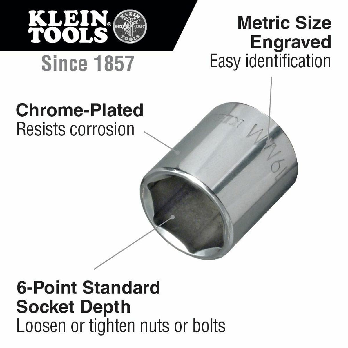 KLEIN TOOLS Klein 65506 3/8-Inch Drive Socket Set, Metric, 13-Piece