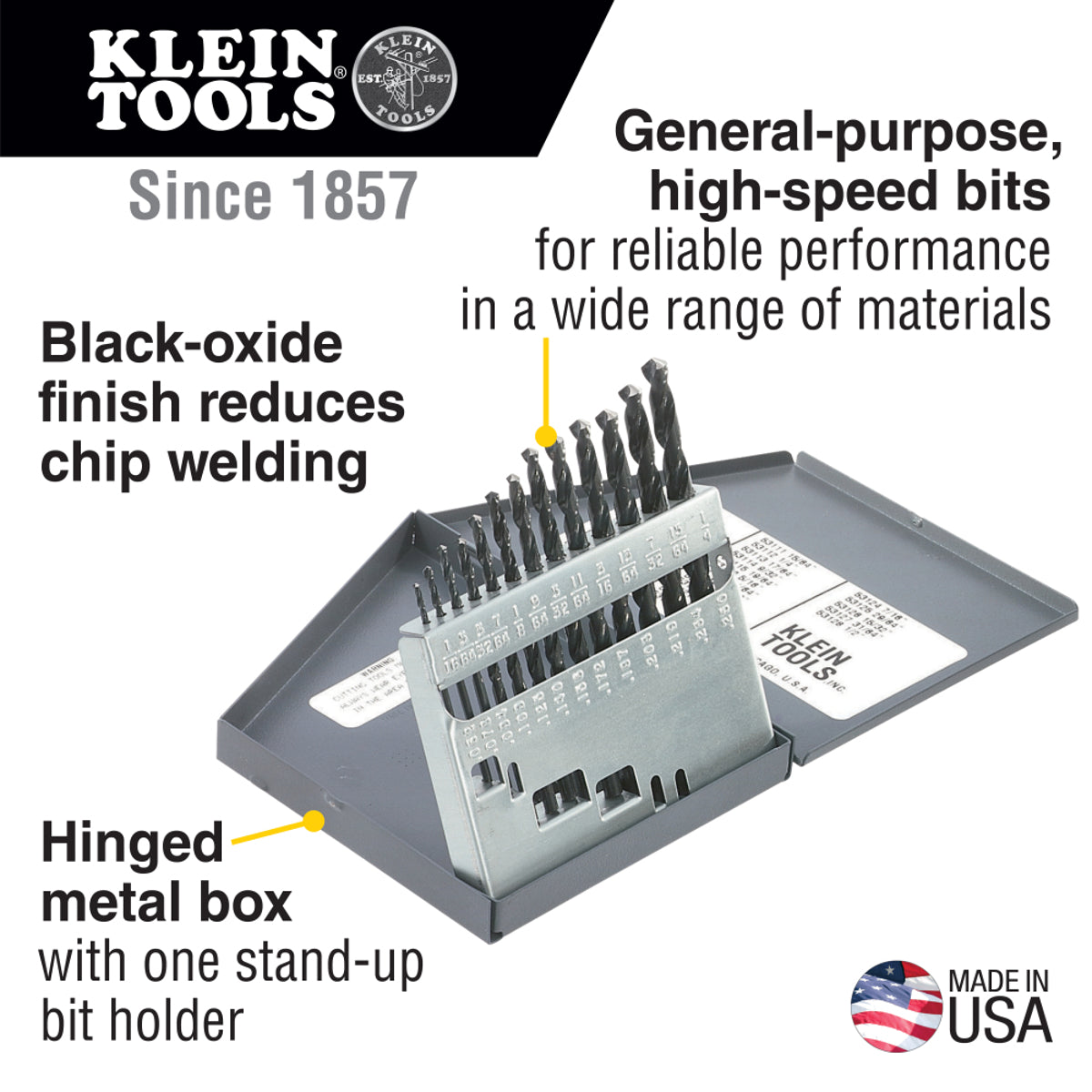 KLEIN TOOLS Klein Tools 53002 Regular-Point Drill-Bit Set 13-Piece