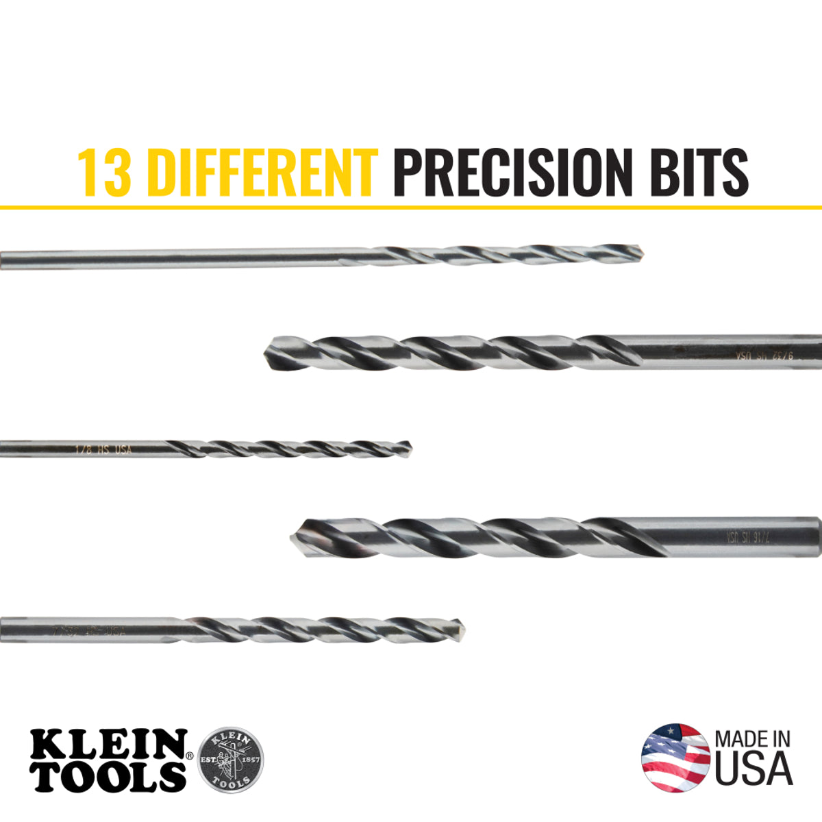 KLEIN TOOLS Klein Tools 53002 Regular-Point Drill-Bit Set 13-Piece