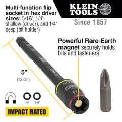 KLEIN TOOLS Klein Tools 32768 3-in-1 Impact Flip Socket Set 1/4-Inch 5/16-Inch 2-Piece
