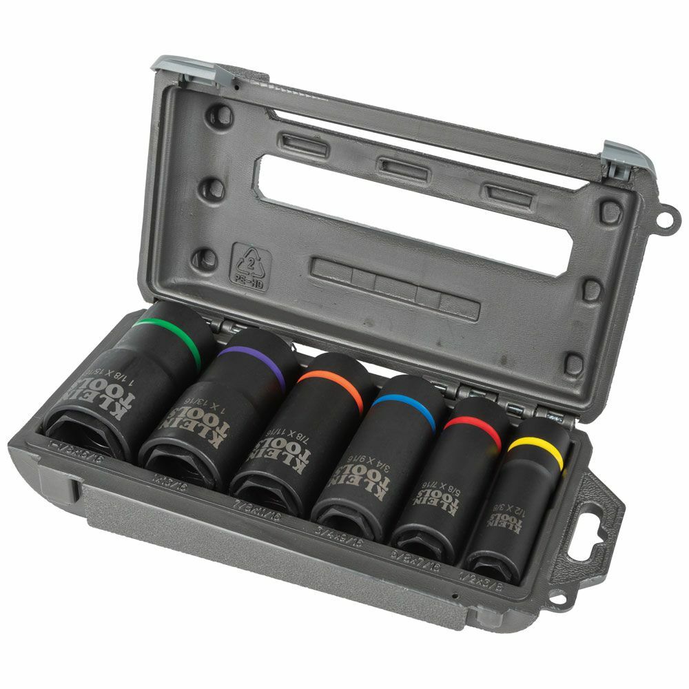 KLEIN TOOLS Klein Tools 66060 2-in-1 Impact Socket Set, 6 Point, 6 Piece