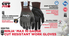 MCR Safety N9676GL Ninja Max Bi-Polymer Coated Palm Gloves L
