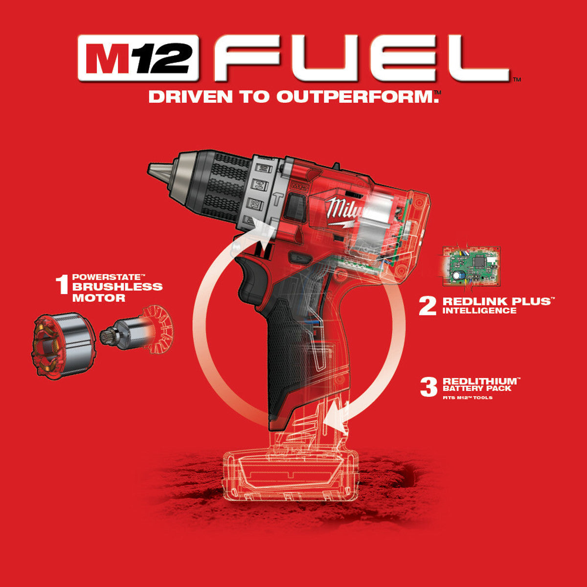 MILWAUKEE Milwaukee Tool 2504-20 M12 FUEL 1/2 Hammer Drill