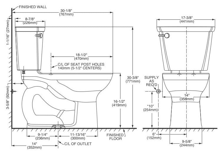 AMERICAN STANDARD American Standard 4188A.104.021 Cadet 1.28 GPF Toilet Tank in Bone