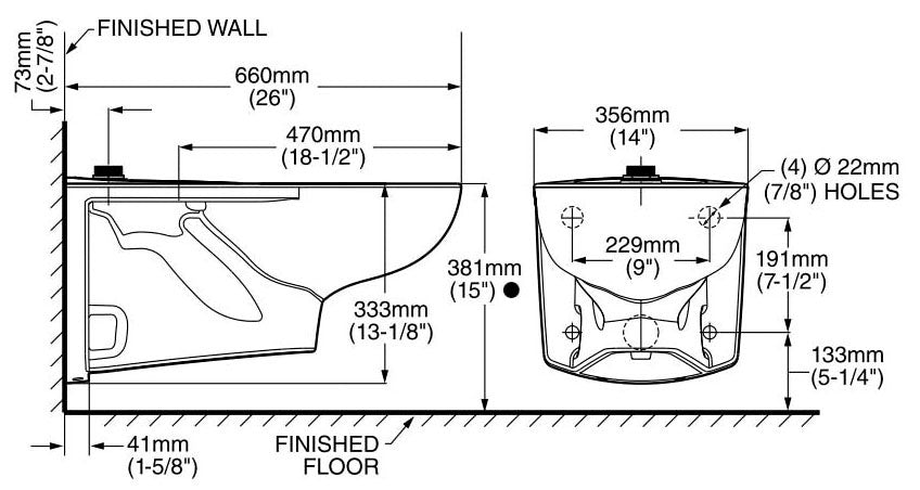 AMERICAN STANDARD American Standard 3351.101.020 Afwall Millennium FloWise Elongated Toilet Bowl 1.1 to 1.6 GPF