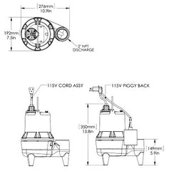 LIBERTY PUMPS Liberty Pumps LE41A 4/10 HP 115V Automatic Sewage Pump with 10 Foot Cord