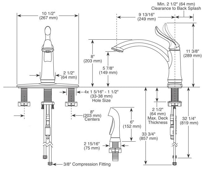 DELTA FAUCET Delta Faucet 4453-AR-DST Linden Single Handle Kitchen Faucet with Spray