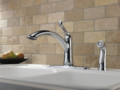 DELTA FAUCET Delta Faucet 4453-DST Linden Single Handle Kitchen Faucet with Spray