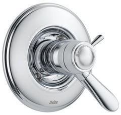 DELTA FAUCET Delta Faucet T17T038 7 Diameter Chrome Plated Metal 1-Lever Handle Tub and Shower Faucet Valve Trim with Thermostatic Cartridge
