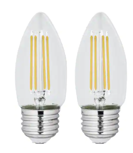 FEIT ELECTRIC Feit Electric BPETC40950CAFIL/2/RP Candelabra LED bulb 40W equivalent (3.8W actual) 3.5 inches x 1.35 inches (2-pack) BPETC40950CAFIL/2/RP