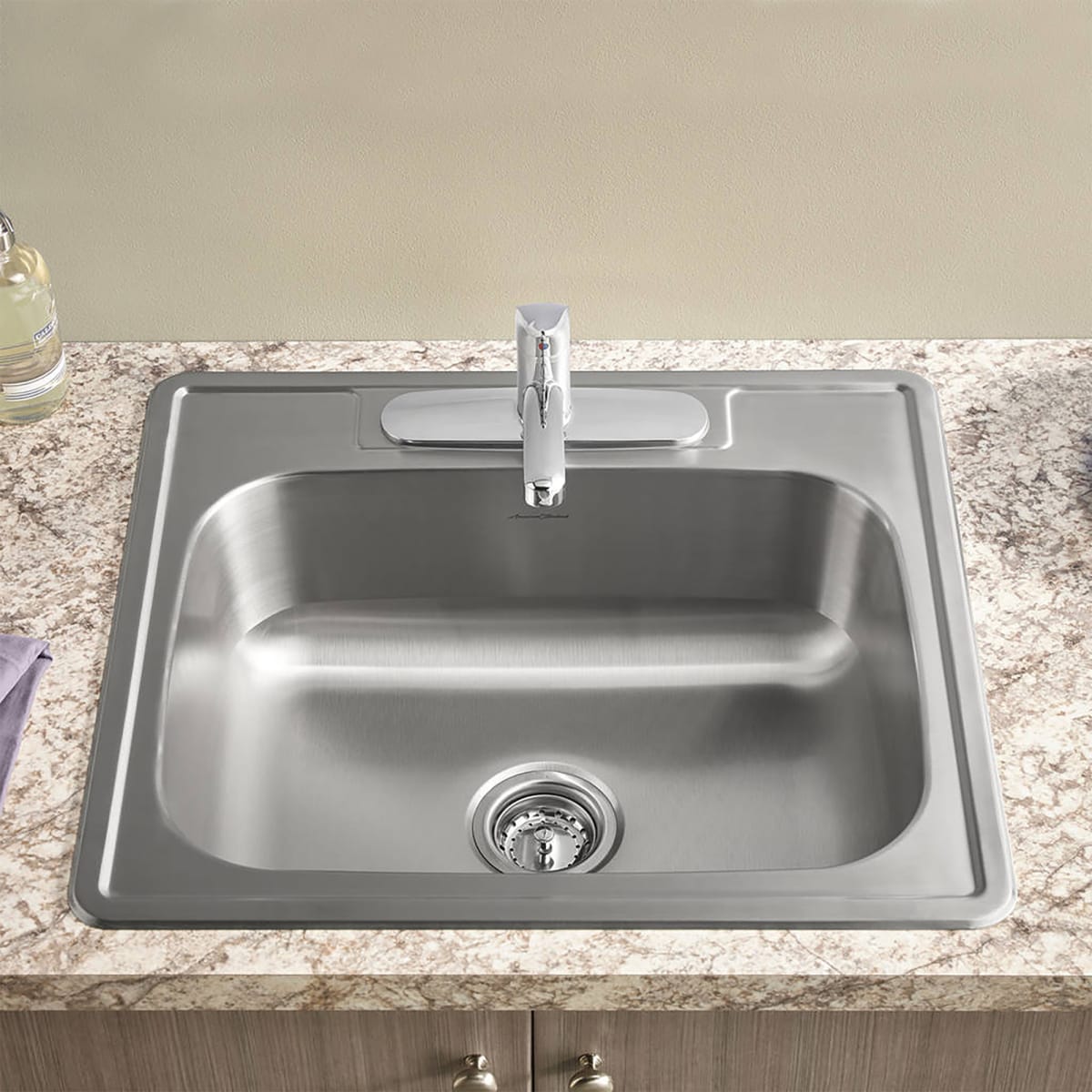 AMERICAN STANDARD American Standard 22SB.6252283S.075 Colony 25 x 22-1/16 in. 3 Hole Stainless Steel Single Bowl Drop-in Kitchen Sink - Drains Included