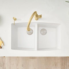 BLANCO BLANCO 440071 Performa 33 x 20 in No Hole Composite Double Bowl Undermount Kitchen Sink in White