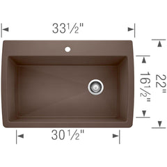 BLANCO BLANCO 440192 Diamond 33-1/2 x 22 in. 1 Hole Composite Single Bowl Dual Mount Kitchen Sink in Cafe Brown