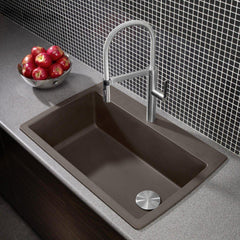BLANCO BLANCO 440192 Diamond 33-1/2 x 22 in. 1 Hole Composite Single Bowl Dual Mount Kitchen Sink in Cafe Brown