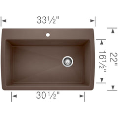 BLANCO BLANCO 440192 Diamond 33-1/2 x 22 in. 1 Hole Composite Single Bowl Dual Mount Kitchen Sink in Cafe Brown