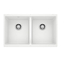 BLANCO BLANCO 516320 Precis 29-3/4 x 18-1/8 in. No Hole Composite Double Bowl Undermount Kitchen Sink in White