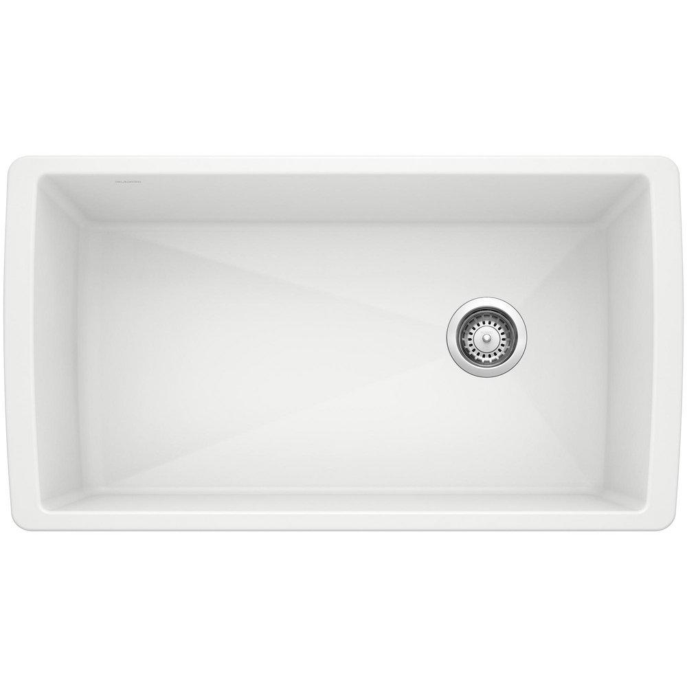 BLANCO BLANCO 441767 Diamond 33-1/2 x 18-1/2 in No-Hole Composite Single Bowl Undermount Kitchen Sink in White