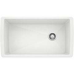 BLANCO BLANCO 441767 Diamond 33-1/2 x 18-1/2 in No-Hole Composite Single Bowl Undermount Kitchen Sink in White