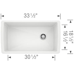 BLANCO BLANCO 441767 Diamond 33-1/2 x 18-1/2 in No-Hole Composite Single Bowl Undermount Kitchen Sink in White
