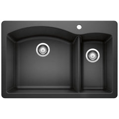 BLANCO BLANCO 440199 Diamond 33 x 22 in 1 Hole Composite Double Bowl Dual Mount Kitchen Sink in Anthracite