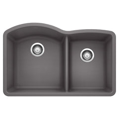 BLANCO BLANCO 441469 Diamond 32 x 20-27/32 in. No Hole Composite Double Bowl Undermount Kitchen Sink in Cinder