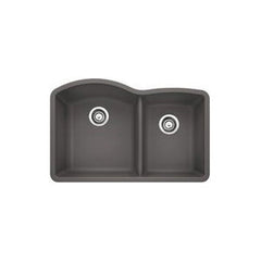 BLANCO BLANCO 441469 Diamond 32 x 20-27/32 in. No Hole Composite Double Bowl Undermount Kitchen Sink in Cinder