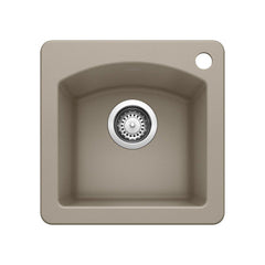 BLANCO BLANCO 441295 Diamond 15 x 15 in. 1 Hole Drop-in and Undermount Granite Bar Sink in Truffle