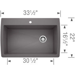 BLANCO BLANCO 441467 Diamond 33-1/2 x 22 in 1 Hole Composite Single Bowl Dual Mount Kitchen Sink in Cinder