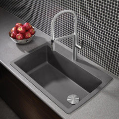 BLANCO BLANCO 441467 Diamond 33-1/2 x 22 in 1 Hole Composite Single Bowl Dual Mount Kitchen Sink in Cinder