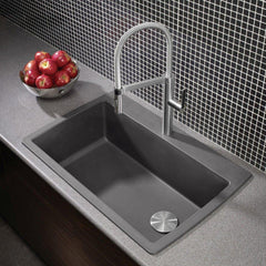 BLANCO BLANCO 441467 Diamond 33-1/2 x 22 in 1 Hole Composite Single Bowl Dual Mount Kitchen Sink in Cinder
