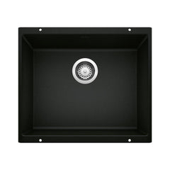 BLANCO BLANCO 442933 Precis 20-3/4 x 18 in. No Hole Granite Composite Single Bowl Undermount Kitchen Sink in Coal Black