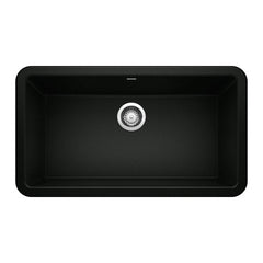 BLANCO BLANCO 402575 Ikon 33 x 19 in. No Hole Granite Composite Single Bowl Farmhouse Kitchen Sink in Coal Black