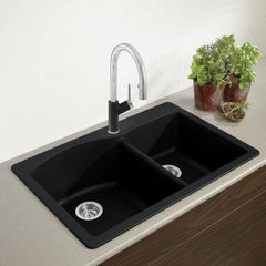 BLANCO BLANCO 440215 Diamond™ 33 x 22 in. 1 Hole Composite Double Bowl Dual Mount Kitchen Sink in Anthracite