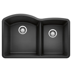 BLANCO Blanco 440179 Diamond 32 x 20-27/32 in No Hole Composite Double Bowl Undermount Kitchen Sink in Anthracite