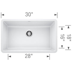 BLANCO Blanco 442533 Precis 30 x 18 in No Hole Composite Single Bowl Undermount Kitchen Sink in White