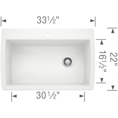 BLANCO BLANCO 440195 DIAMOND 33-1/2 x 22 in. 1 Hole Composite Single Bowl Dual Mount Kitchen Sink in White