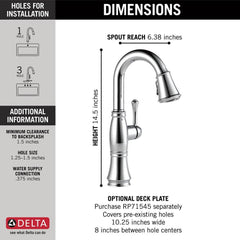 DELTA FAUCET Delta Faucet 9997-PR-DST Cassidy Single Handle Pull Down Bar Faucet in Lumicoat Chrome