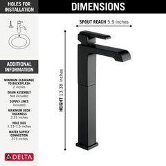 DELTA FAUCET Delta Faucet 767LF-BL Ara Single Handle Vessel Bathroom Faucet