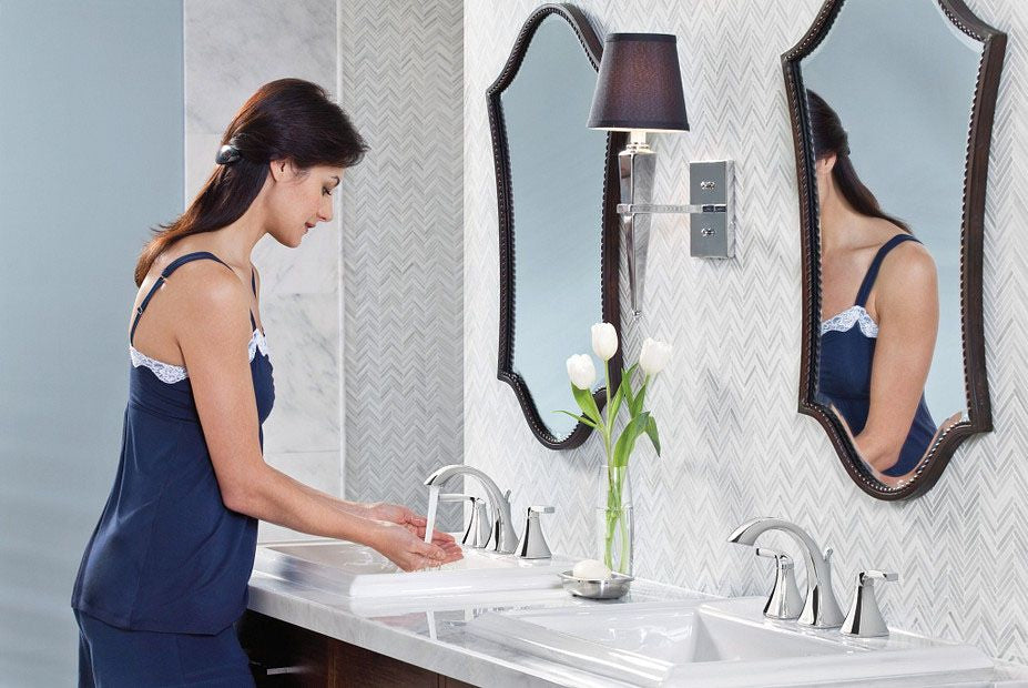 MOEN Moen T6905 two handle widespread bathroom faucet in chrome
