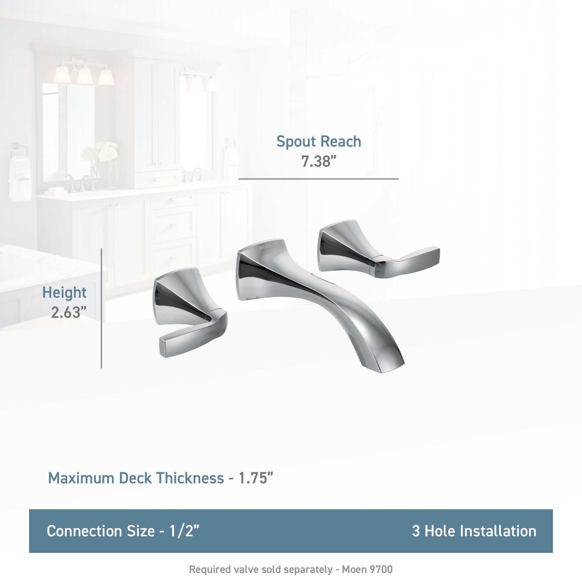 MOEN Moen T6906 Voss Two Handle Wall Mount Widespread Bathroom Sink Faucet