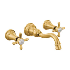 MOEN Moen TS42112BG Weymouth Two Handle Wall Mount Bathroom Sink Faucet in Brushed Gold