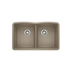 BLANCO BLANCO 441286 Diamond 32 x 19-1/4 in. No Hole Composite Double Bowl Undermount Kitchen Sink in Truffle
