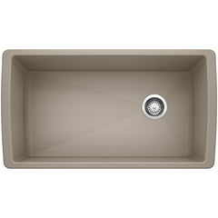 BLANCO BLANCO 441765 Diamond 32-1/2 x 18-1/2 in. No-Hole Composite Single Bowl Undermount Kitchen Sink in Truffle