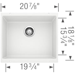 BLANCO Blanco 513426 Precis 20-87/100 x 18-11/100 in. No Hole Composite Single Bowl Undermount Kitchen Sink in White