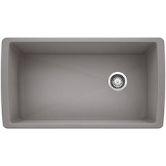 BLANCO BLANCO 441770 Diamond 33-1/2 x 18-1/2 in. No-Hole Composite Single Bowl Undermount Kitchen Sink in Metallic Grey