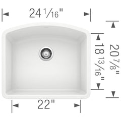 BLANCO Blanco 440175 Diamond 24 x 20-13/16 in. No Hole Composite Single Bowl Undermount Kitchen Sink in White