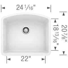 BLANCO Blanco 440175 Diamond 24 x 20-13/16 in. No Hole Composite Single Bowl Undermount Kitchen Sink in White