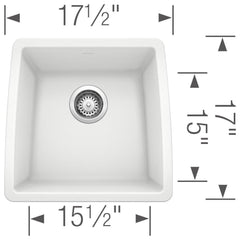 BLANCO BLANCO 440081 Performa 17-1/2 x 17 in. Single Bowl Undermount Bar Sink No Hole White