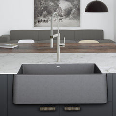 BLANCO BLANCO 401900 Ikon 33 x 19 in. Composite Single Bowl Farmhouse Kitchen Sink in Metallic Gray